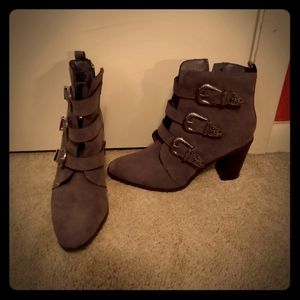 Gray Buckled Booties